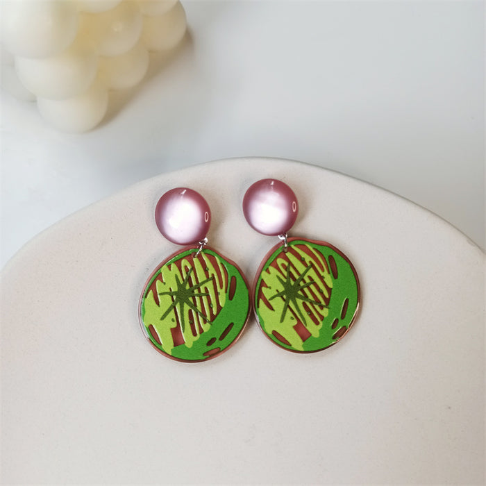 Jewelry WholesaleWholesale graffiti print watermelon pineapple avocado grape fruit acrylic earrings S925 silver needle JDC-ES-FX001 Earrings 繁瑆 %variant_option1% %variant_option2% %variant_option3%  Factory Price JoyasDeChina Joyas De China