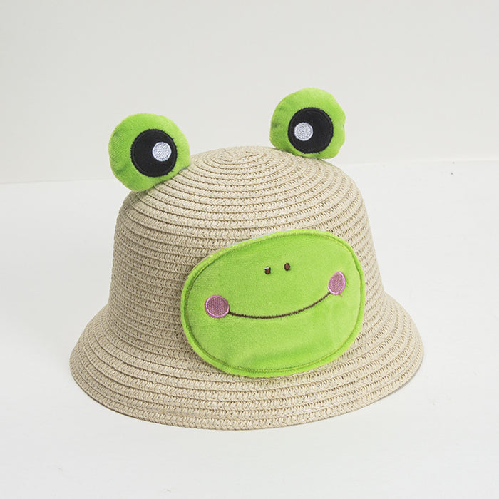 Wholesale Children's Straw Hat Papyrus Frog Sunshade Hat JDC-SH-ZYuan005