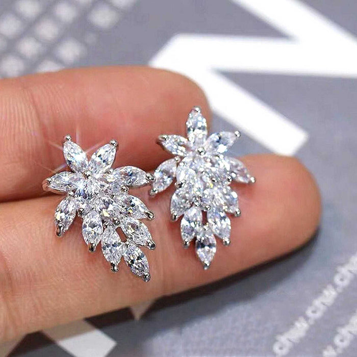 Wholesale Earrings Copper Zircon Creative Leaves MOQ≥2 JDC-PREMCAOS-ES-006