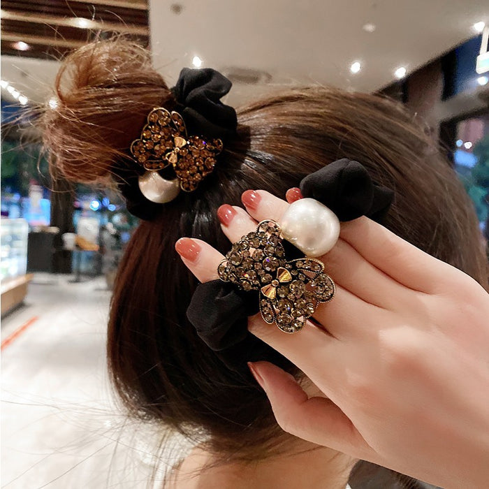 Jewelry WholesaleWholesale satin fashion bear pearl leather band JDC-HS-DouY007 Hair Scrunchies 豆毓 %variant_option1% %variant_option2% %variant_option3%  Factory Price JoyasDeChina Joyas De China