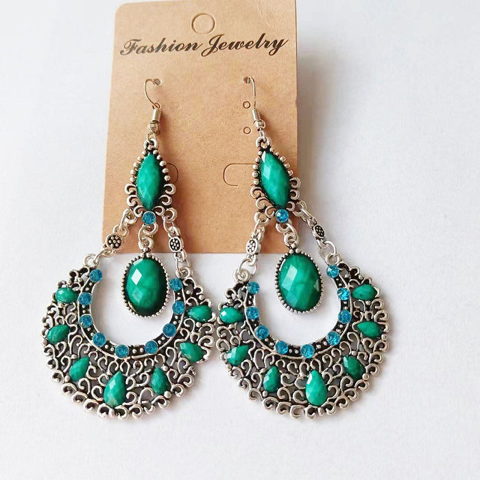 Jewelry WholesaleWholesale Teardrop Scalloped Rhinestone Alloy Metal Earrings JDC-ES-Daiq018 Earrings 黛茜 %variant_option1% %variant_option2% %variant_option3%  Factory Price JoyasDeChina Joyas De China