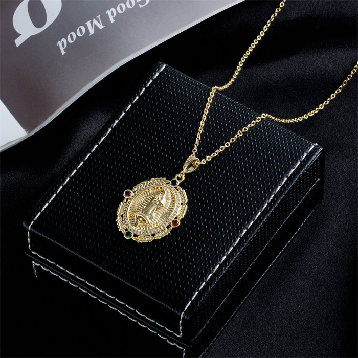 Jewelry WholesaleWholesale copper micro-set zircon Virgin Pendant plated with 18K gold necklace JDC-NE-AG138 Necklaces 澳古 %variant_option1% %variant_option2% %variant_option3%  Factory Price JoyasDeChina Joyas De China