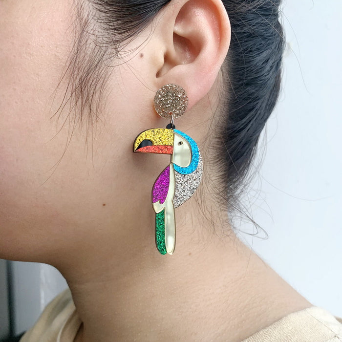 Jewelry WholesaleWholesale acrylic parrot earrings JDC-ES-XUEP023 Earrings 雪帕 %variant_option1% %variant_option2% %variant_option3%  Factory Price JoyasDeChina Joyas De China