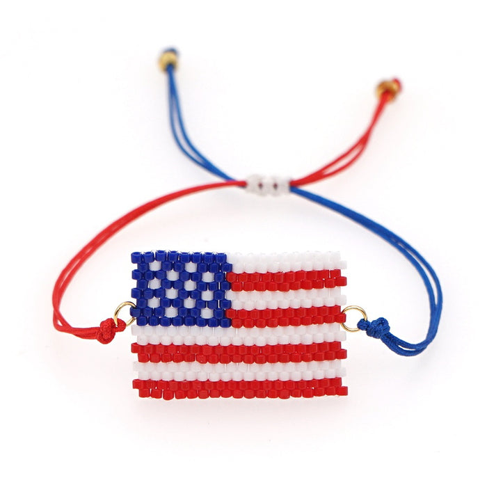 Jewelry WholesaleWholesale Independence Day American Flag Beaded Pure Hand Woven Bracelet JDC-BT-GBH093 Bracelet 怪我咯 %variant_option1% %variant_option2% %variant_option3%  Factory Price JoyasDeChina Joyas De China