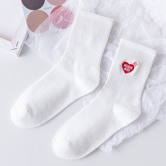 Wholesale socks women's socks cartoon embroidery white MOQ≥2 JDC-SK-CYu018