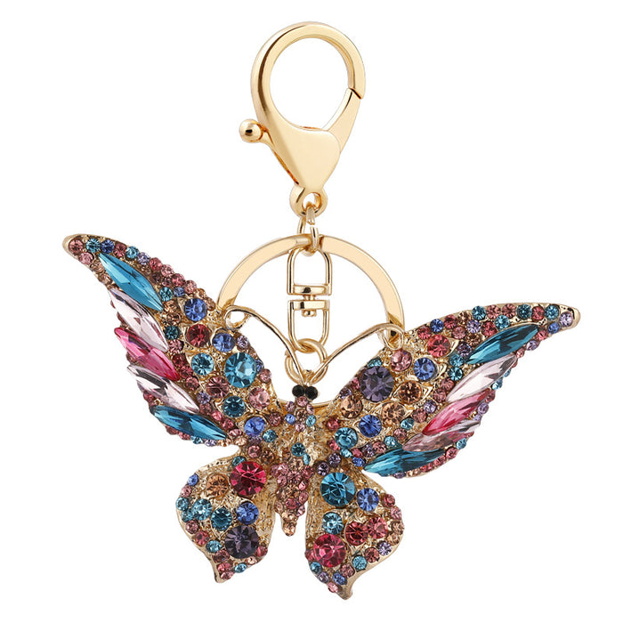 Wholesale Retro New Rhinestone Butterfly Keychain MOQ≥2 JDC-KC-CH036