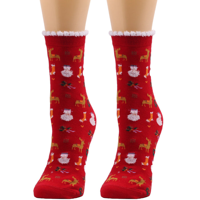 Wholesale Socks Cotton Christmas Fluffy Socks MOQ≥2 JDC-SK-XQ013