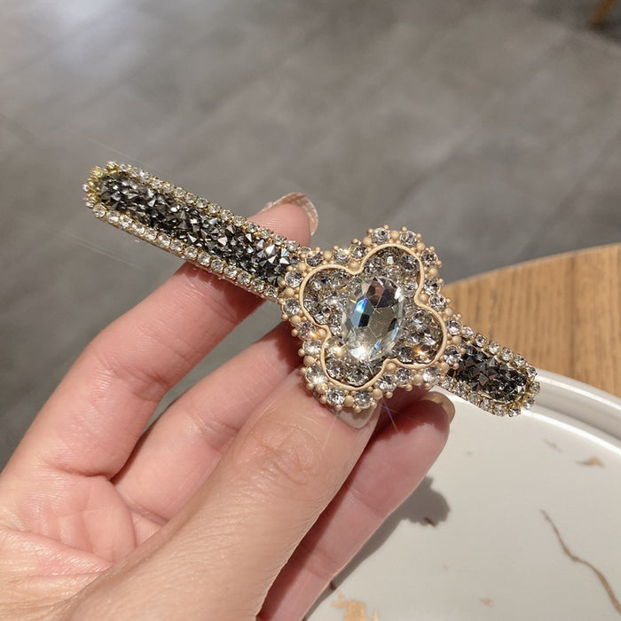 Jewelry WholesaleWholesale full diamond four leaf flower simple hairpin (F)JDC-HC-LiS001 Hair Clips 栎尚 %variant_option1% %variant_option2% %variant_option3%  Factory Price JoyasDeChina Joyas De China