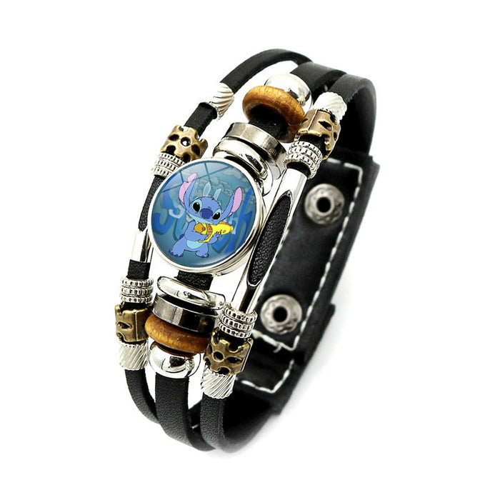 Wholesale Cartoon Alloy Glass Leather Cord Bracelet (M) JDC-BT-XuS007