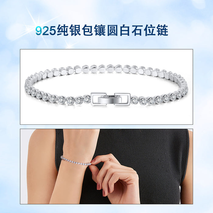 Jewelry WholesaleWholesale S925 Sterling Silver Bracelet inlaid tennis chain JDC-BT-ShangD006 Bracelet 尚达 %variant_option1% %variant_option2% %variant_option3%  Factory Price JoyasDeChina Joyas De China