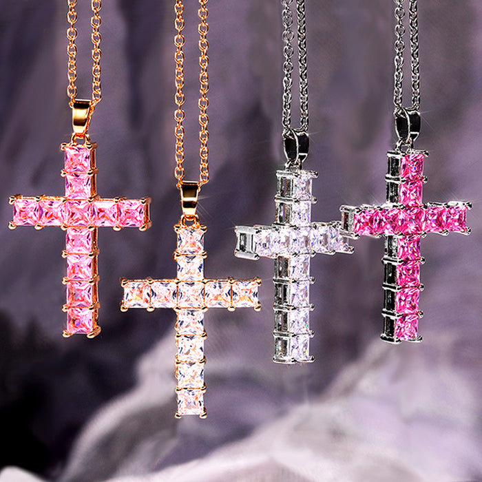 Jewelry WholesaleWholesale Copper Inlaid Zircon Cross Necklace MOQ≥2 JDC-NE-Caos020 Necklaces 曹适 %variant_option1% %variant_option2% %variant_option3%  Factory Price JoyasDeChina Joyas De China