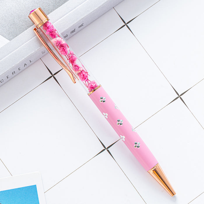 Wholesale Dried Flower DIY Metal Ballpoint Pen MOQ≥2 JDC-BP-Huah058