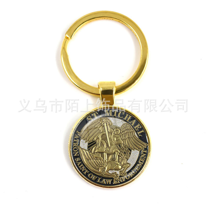 Wholesale St.Michael Russian Orthodox Time Gemstone Zinc Alloy Keychain JDC-KC-MoS001