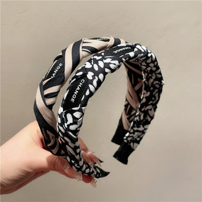 Wholesale cloth striped floral headband (F) MOQ≥2 JDC-HD-PuZuan001