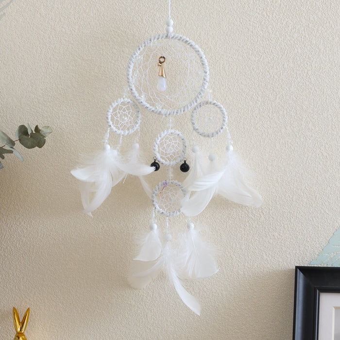 Wholesale Feather Shape Gothic Ornament Ornament Handmade Ring Dreamcatcher MOQ≥2 JDC-DC-ZH015