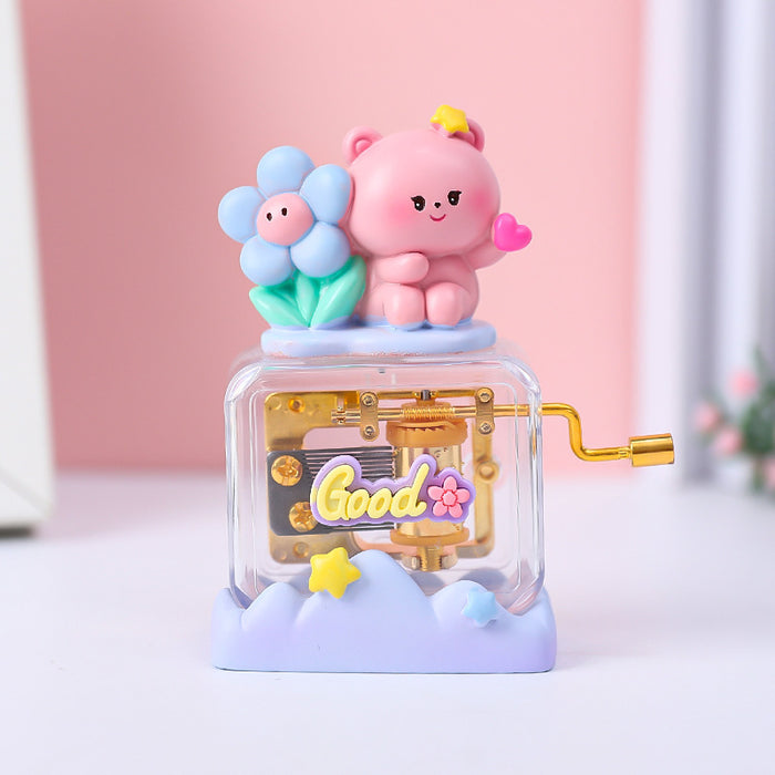 Wholesale Cartoon Resin Hand-cranked Music Box Desktop Ornament Wooden Music Box Bag (F) JDC-OS-WeiJ001