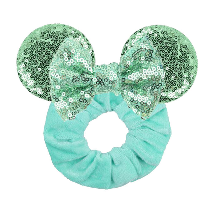 Wholesale festive decoration large intestine hair tie green clover children's flannel (M) MOQ≥5 JDC-HS-ZheZe001