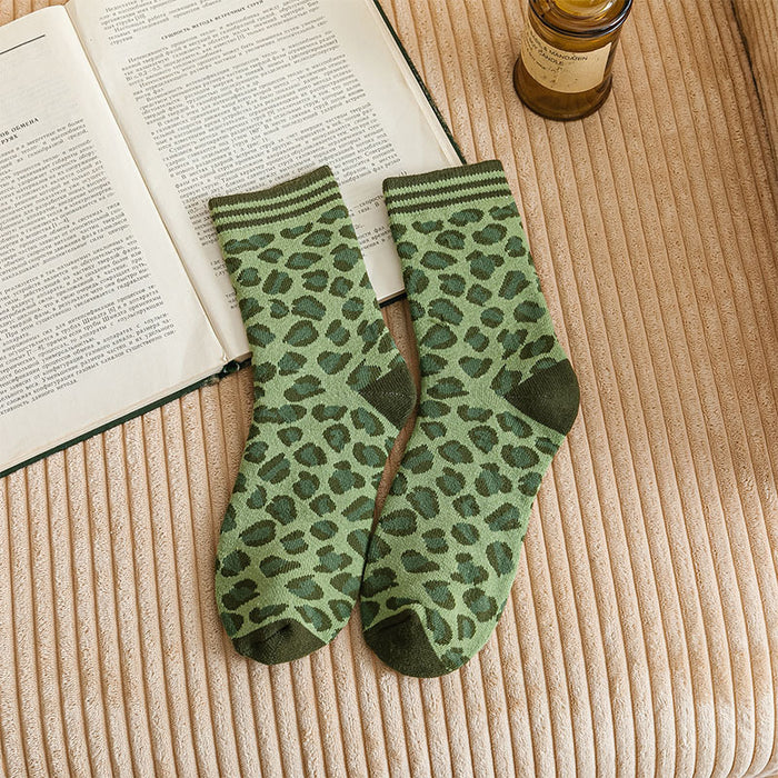 Wholesale Sock Cotton Mid Tube Sweat Absorbing Winter Thickening Warm Leopard Print JDC-SK-MD006