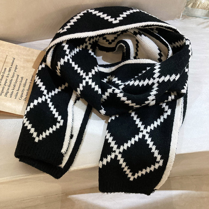 Wholesale Scarf Acrylic Cotton Winter Thickening Warm Knit Plaid JDC-SF-hengc009