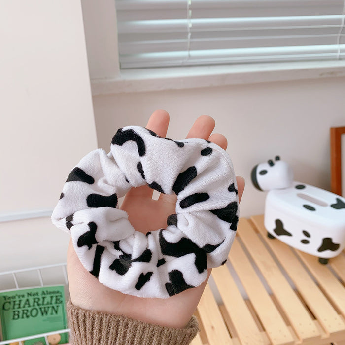 Wholesale plush cow pattern hair ring large intestine ring headdress JDC-HS-YuTing002