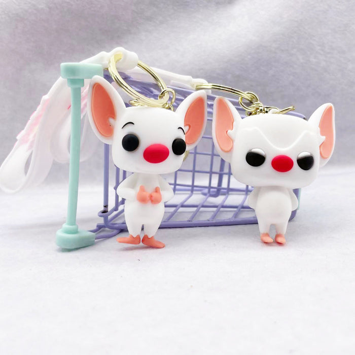 Wholesale Keychains PVC Hardware Cute Cartoon White Rat (M) MOQ≥2 JDC-KC-LiangQ007