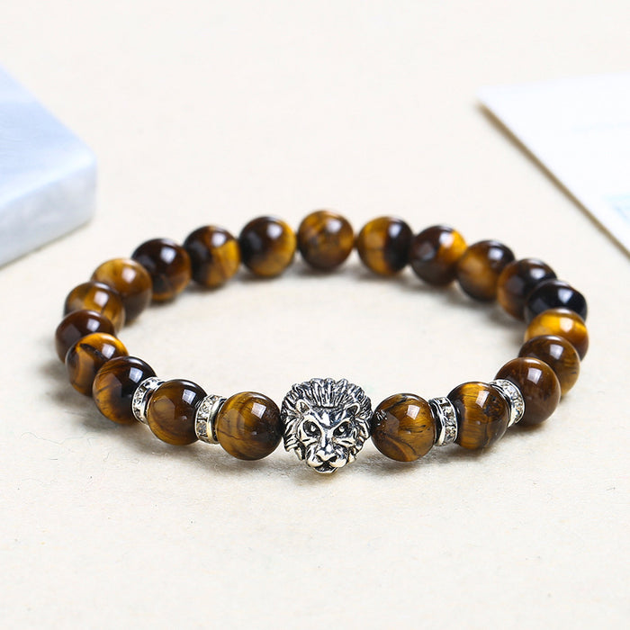 Wholesale Silver Lion Head Crystal Bracelet MOQ≥2 JDC-BT-JingD003