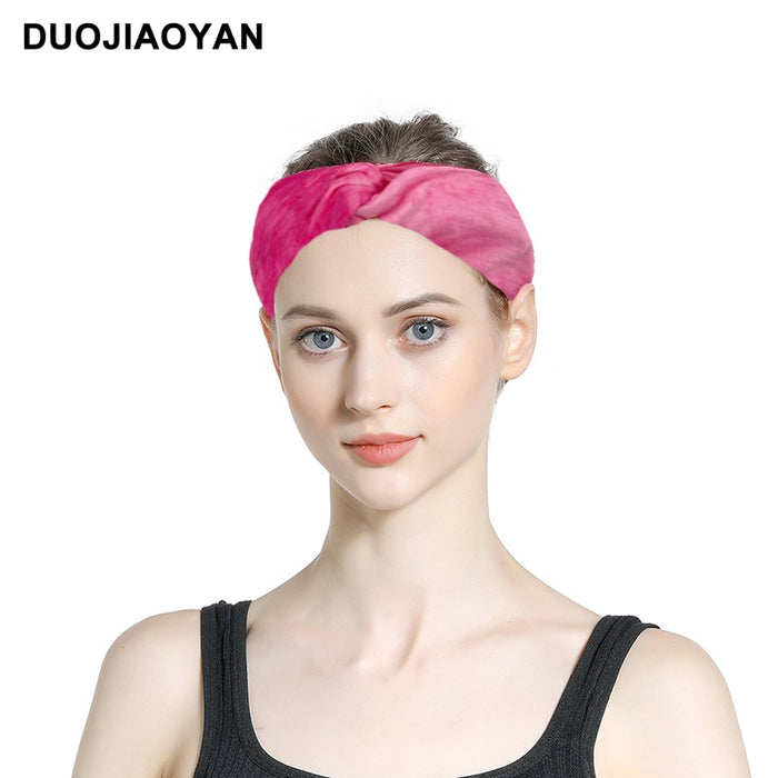 Wholesale Color Tie Dye Cross Wide Brim Fabric Hairband MOQ≥3 JDC-HD-Jiaoy010