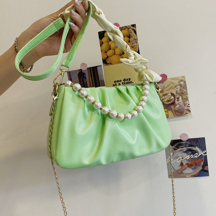 Wholesale Shoulder Bag PU Pearl Pleated Cloud Underarm Bag JDC-SD-Mingy001