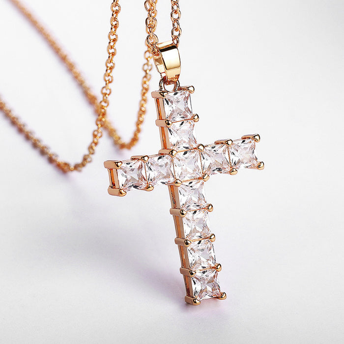 Jewelry WholesaleWholesale Copper Inlaid Zircon Cross Necklace MOQ≥2 JDC-NE-Caos020 Necklaces 曹适 %variant_option1% %variant_option2% %variant_option3%  Factory Price JoyasDeChina Joyas De China