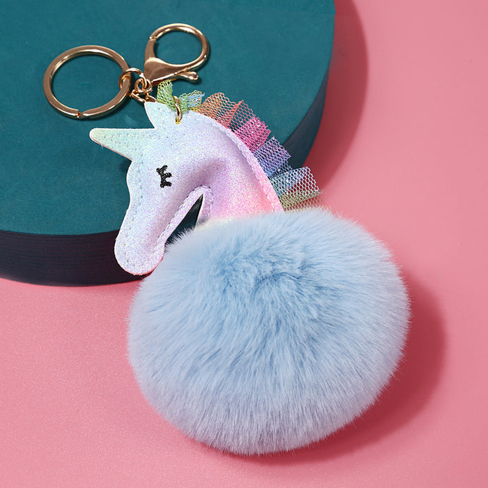 Wholesale Imitation Rex Rabbit Fur Cartoon Hair Ball Keychain MOQ≥2 JDC-KC-YXin001