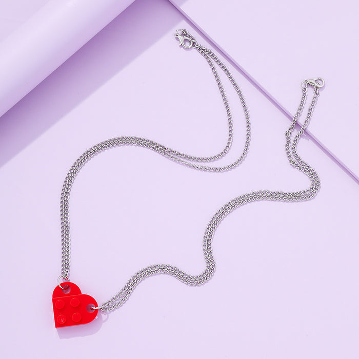 Wholesale Heart Necklace Can Splicing Split Block Pendant Necklace JDC-NE-YiD034