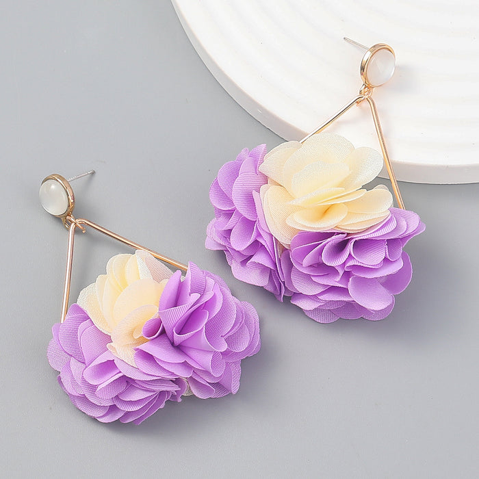 Jewelry WholesaleWholesale Flower Multilayer Braided Fabric Alloy Earrings JDC-ES-JL958 Earrings 氿乐 %variant_option1% %variant_option2% %variant_option3%  Factory Price JoyasDeChina Joyas De China