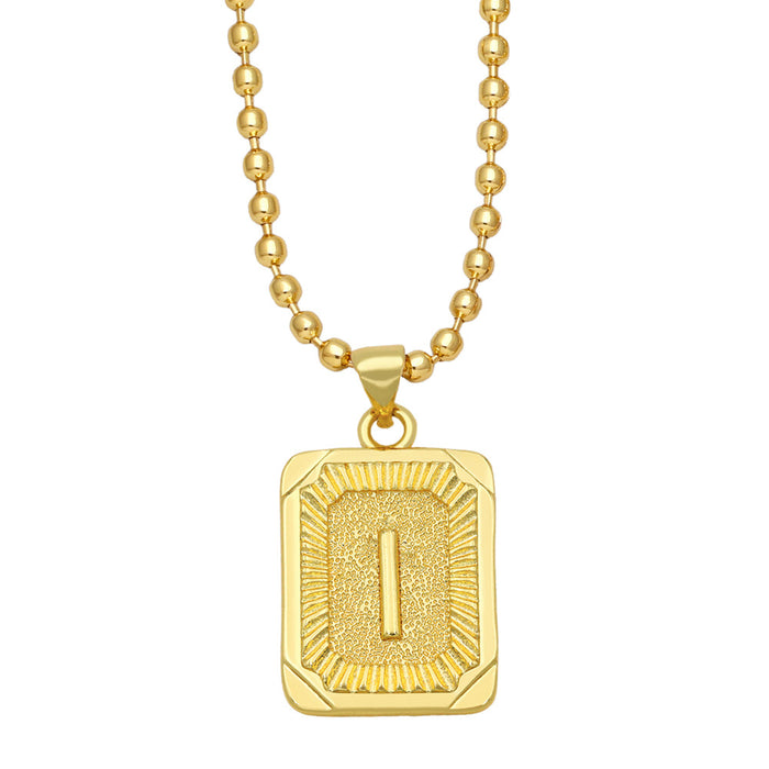 Wholesale Fashion Versatile 26 English Alphabet Necklaces Plated 18K Gold Square Letters JDC-NE-AS586