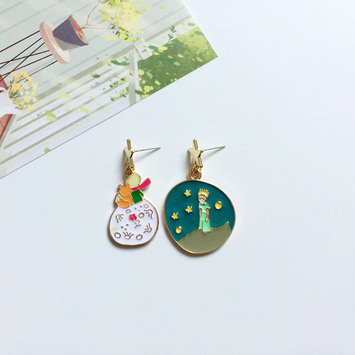 Wholesale Earrings Alloy Ceramic Cartoon Star Asymmetrical Earrings MOQ≥10 JDC-ES-Lxx004