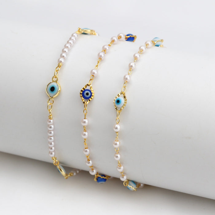 Wholesale Anklet Alloy Copper Devil's Eye Pearl MOQ≥2 JDC-AS-JinM011