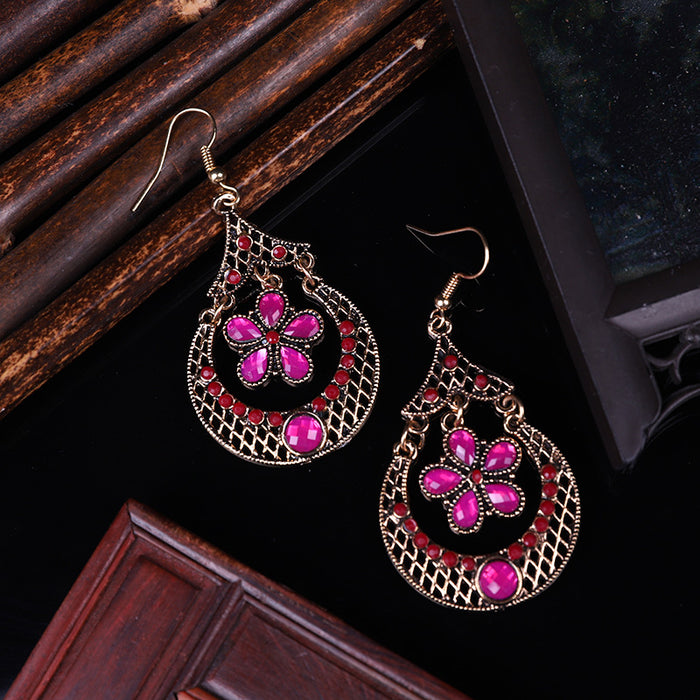 Wholesale Earrings Alloy Vintage Hollow Small Flowers MOQ≥2 JDC-ES-Daiq048