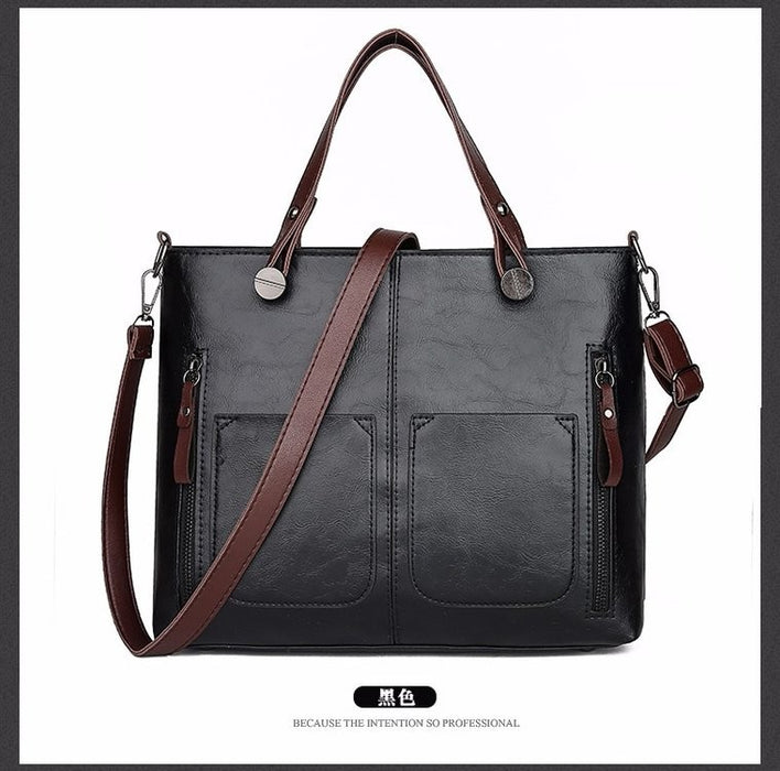 Wholesale Shoulder Bag PU Double Pocket Oil Leather Portable Diagonal Bag JDC-SD-Niou006