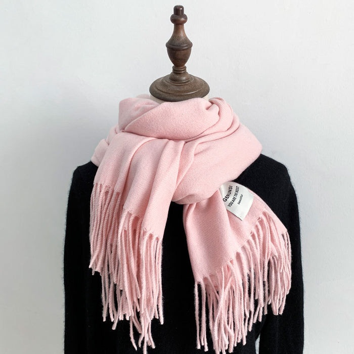 Wholesale Scarf Polyester Cotton Winter Thickening Warm Shawl Solid Color JDC-SF-Qianx003