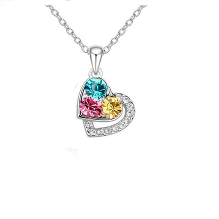 Jewelry WholesaleWholesale Set Color Full Diamond Heart Pendant Necklace For Women JDC-NE-JYS001 necklaces 静夜思 %variant_option1% %variant_option2% %variant_option3%  Factory Price JoyasDeChina Joyas De China