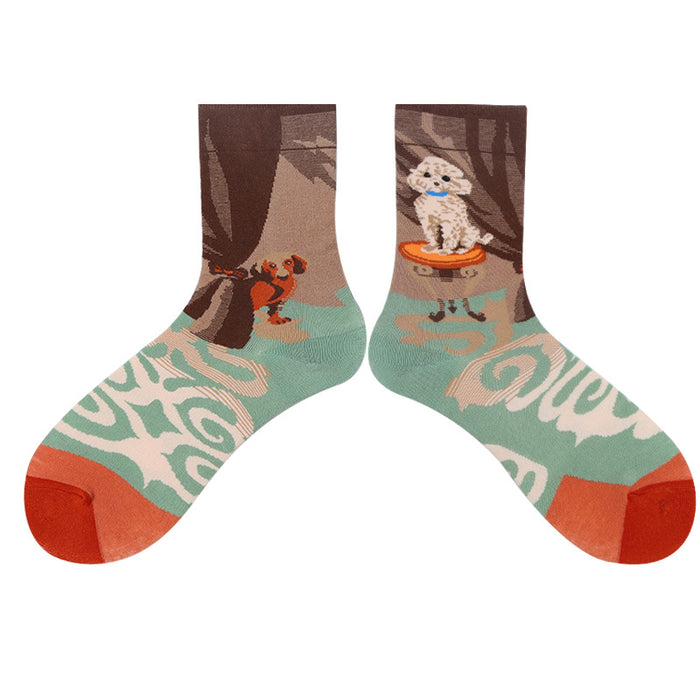 Wholesale literary abstract oil painting socks AB surface socks JDC-SK-XinH013