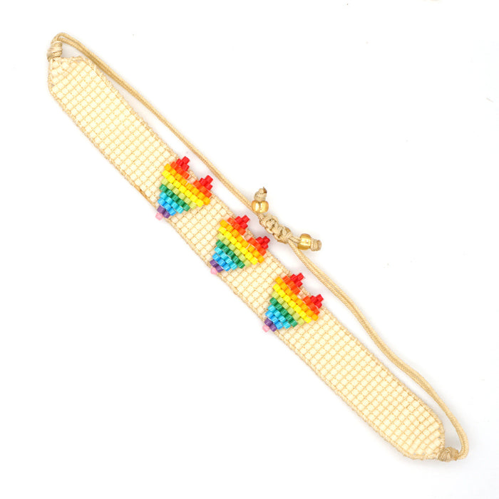 Wholesale Bracelet Miyuki Beads Woven Rainbow Love Heart JDC-BT-PREMGBH005