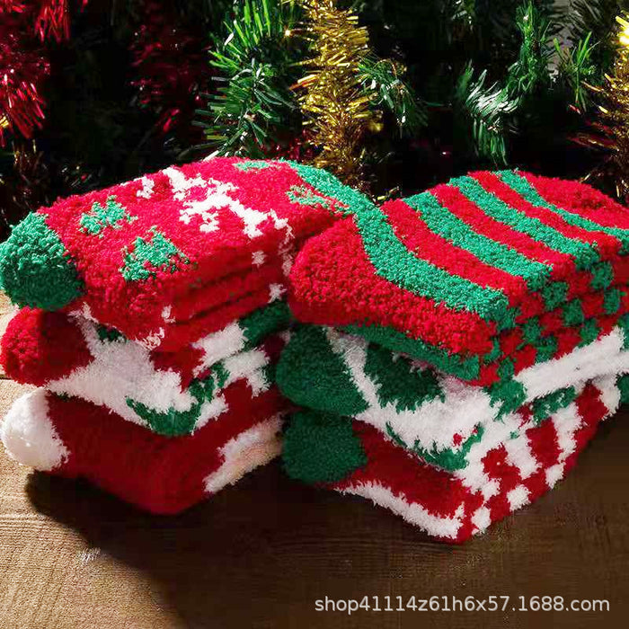 Wholesale Fuzzy Socks Coral Fleece Autumn Winter Thick Sleeping Socks Christmas JDC-SK-XiaoZ003