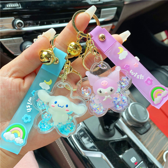 Wholesale Keychains PVC Acrylic Hardware Luminous Quicksand Bottle Cute Cartoon JDC-KC-TianC004