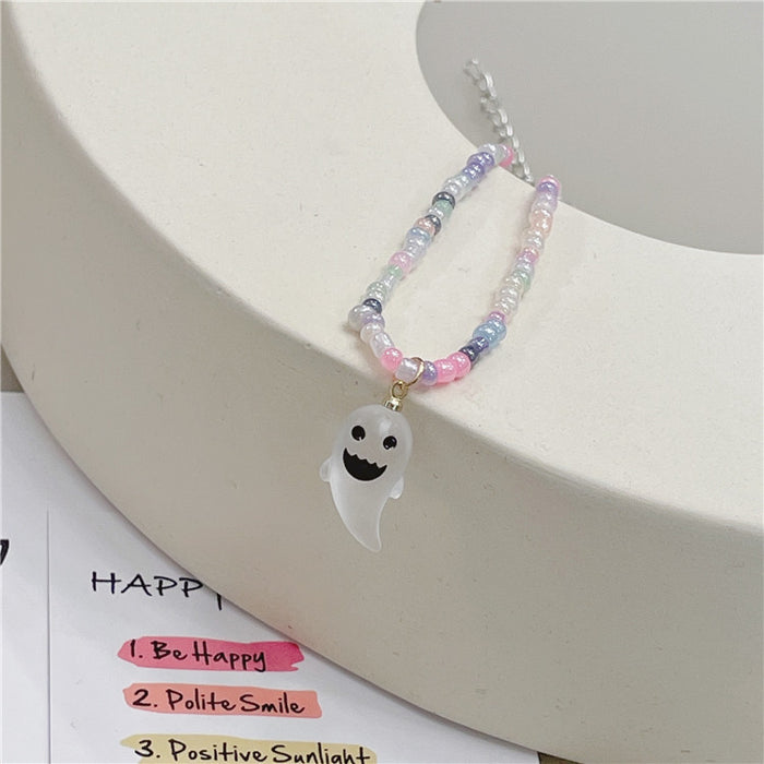 Wholesale Necklace Resin Halloween Cute Little Ghost Colorful Beads JDC-NE-Wenhua002