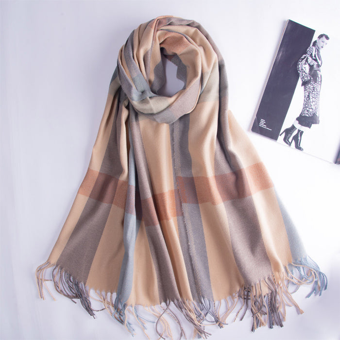 Wholesale Scarf Imitation Cashmere Plaid Thickening Thermal Shawl JDC-SF-Randai006