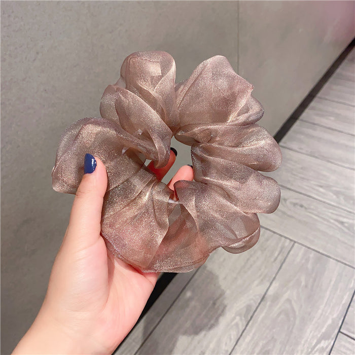 Wholesale Mesh Yarn Pearlescent Transparent Yarn Hair Scrunchies JDC-HS-WTou001