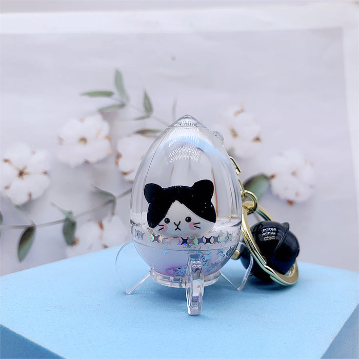 Wholesale Keychain Acrylic Cute Cat Head Floating Quicksand Bottle MOQ≥2 JDC-KC-DMF026