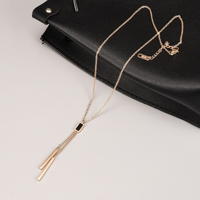 Jewelry WholesaleWholesale Rectangular Tassel Stainless Steel Gold Plated Necklace JDC-NE-YS064 Necklaces 艺昇 %variant_option1% %variant_option2% %variant_option3%  Factory Price JoyasDeChina Joyas De China