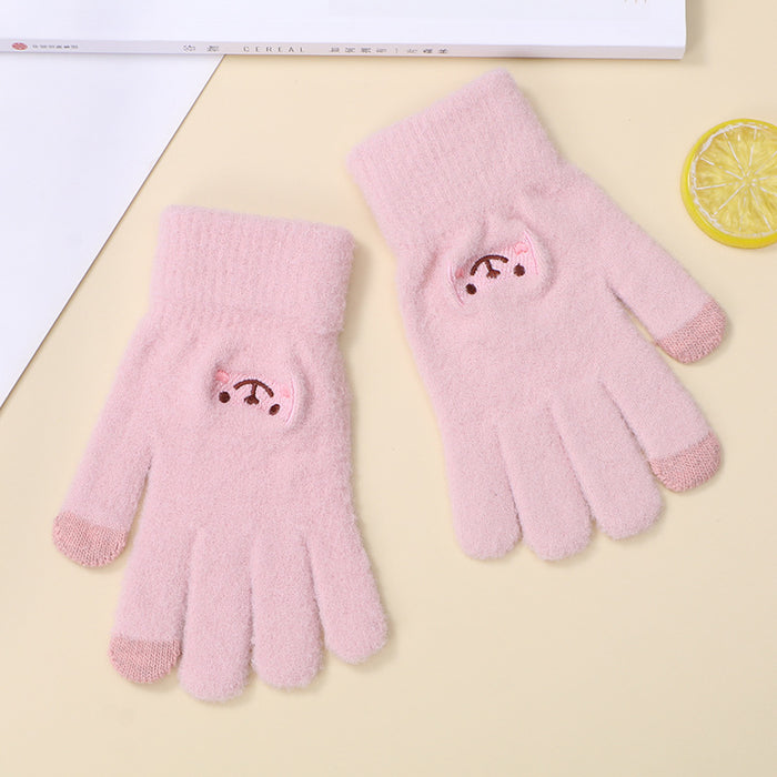 Wholesale Gloves Acrylic Fiber Cute Cartoon Smiley Bear MOQ≥2 JDC-GS-JiaT007