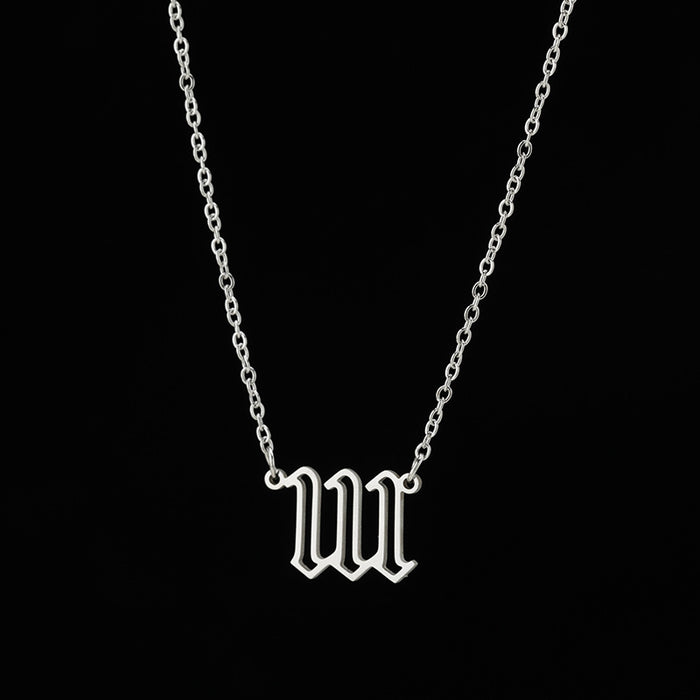 Wholesale retro double -layer hollow pendant stainless steel lucky necklace JDC-NE-GSJS004